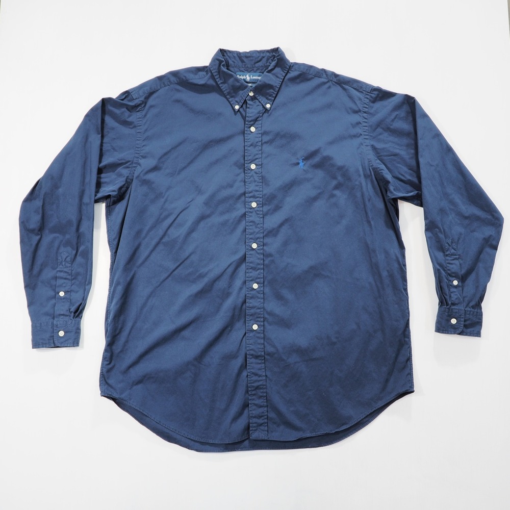 Vintage Ralph Lauren Blake Shirt Mens Extra Large Blue Long Sleeve Button Cotton
